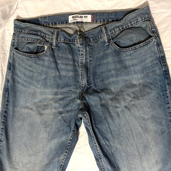 Levis 505 Regular Fit Mens Jeans W40 L32 Light Wash 100% Cotton Denim Straight L - Picture 3 of 11